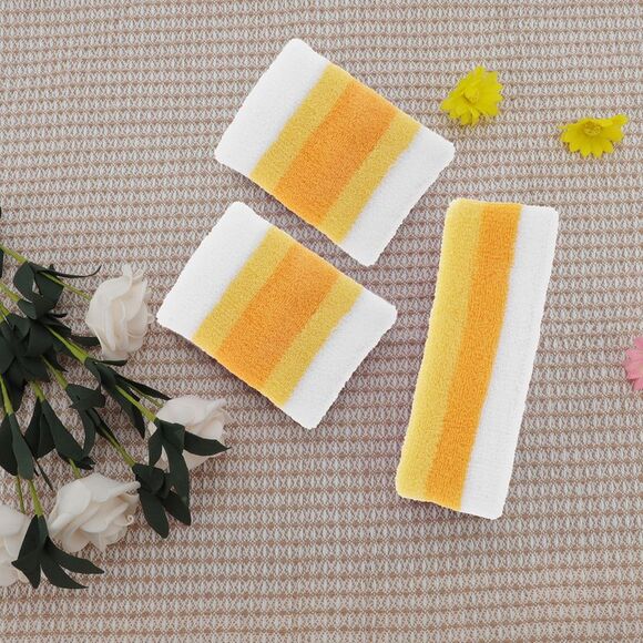 Breathable Sport Headband with Wristband White Yellow 1 Set - Picture 5 of 6